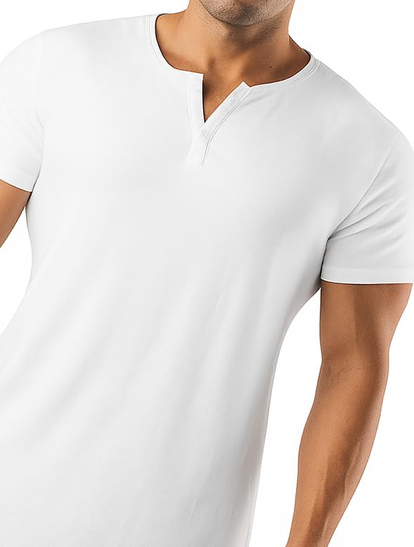 Image of Regular Fit Solid Men's Henley Neck Half Sleeve Cotton T-Shirts