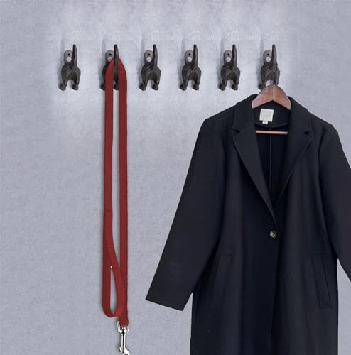 Spetebo Gusseisen Wandhaken Hundepopo braun - 6er Set - Hunde Garderoben Haken in antik Optik - Hundeschwanz Wandgarderobe Kleiderhaken für Hundeleine Hundegeschirr Schlüssel Jacken