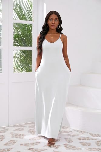 Image of vunahzma Womens Casual Fashion Sleeveless Plus Size Loose Long Sexy Maxi Dress with Pockets