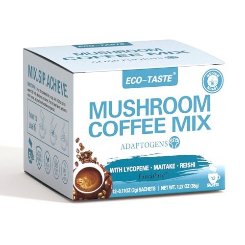 ECO-TASTE Mushroom Coffee Mix, Designed for Immunity with Lycopene, Maitake,