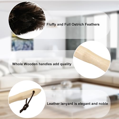 Image of Ostrich Feather Duster 11.02 inch Premium Feather Duster with Wooden Handle Delicate Surfaces Cleaning Supplies for Car Home Office