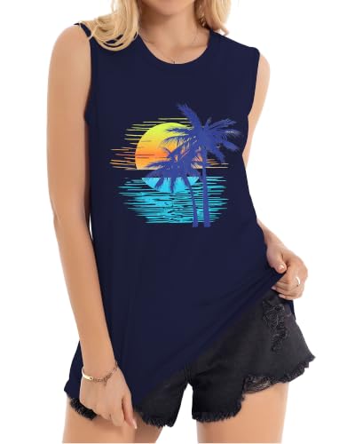 Image of Womens Tank Tops Summer Casual Sleeveless Top Loose Fit Basic Tunic Shirts