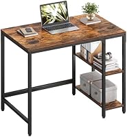 VASAGLE Escritorio, Mesa de Trabajo, Estilo Moderno, para Estudio Dormitorio Salón Oficina, 100 x 50 x 76 cm, Marrón Rústico y Negro Tinta LWD046B01