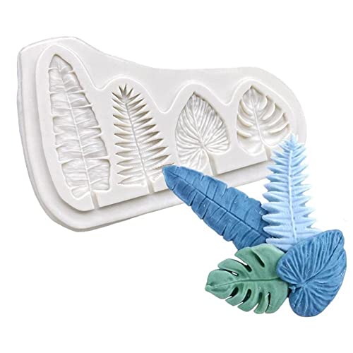 Molde de Silicona de Hoja de Palma, moldes de Fondant con Forma de Hoja de Tortuga Tropical, Hoja de Abanico, Chocolate, Sugarcraft, Herramienta para Hornear para Decoraciones de Pasteles Cover