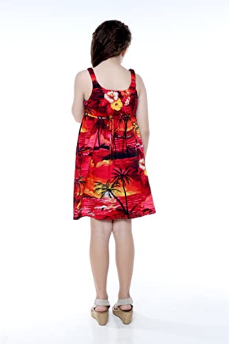 Girl Elastic Strap Empire Waist Dress in Sunset and Dolphin2