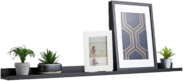 FAHAAM 120cm Stylish Black Floating Wall Photo Shelf Picture Ledge Shelf Modern Photo Shelf