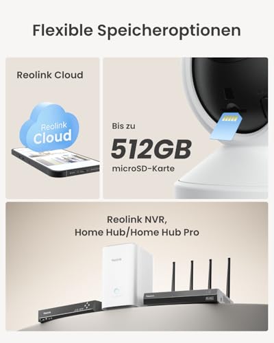 Reolink 2K Überwachungskamera Innen, 360°-Ansicht Indoor Kamera WLAN mit Auto-Tracking, Baby Monitor mit Personen-/Tier-/Weinen-Erkennung, 2,4 GHz Wi-Fi, Privatmodus, 2-Wege-Audio, E1 4MP