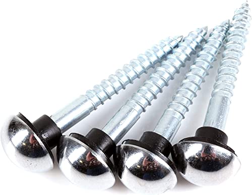 Polished Chrome Mirror Screws 8G x 1¼" (8mm x 32mm) Dome Head Cover Cap & Protective Rubber Grommets for Wall Fixings Picture Frame Hanging Mirror Tables Bath Plates Pack of 12 - Image 3