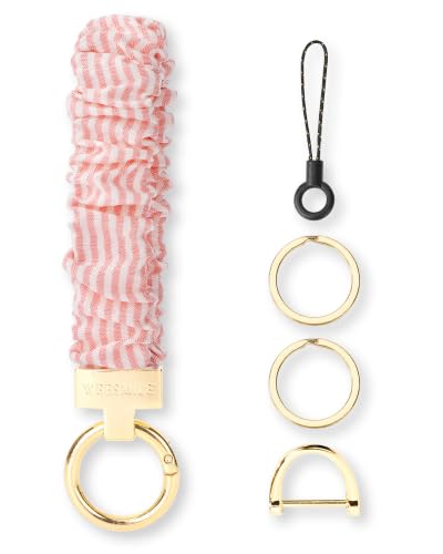 Image of WEESMILE Scrunchie Keychain Wristlet for Car Key Chain with D Key Ring
