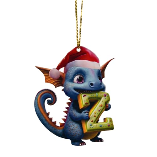 26 Letras Adornos de Navidad Decoracion Adornos Navidad Dragón Huevo de Bebé Acrílico Decoración de Navidad para colgar (Z, Talla única)