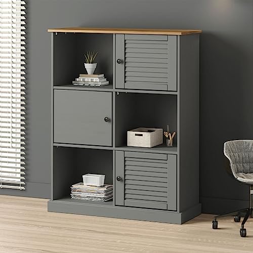 Mueble librería VIGO de madera maciza de pino gris de alta resistencia 3
