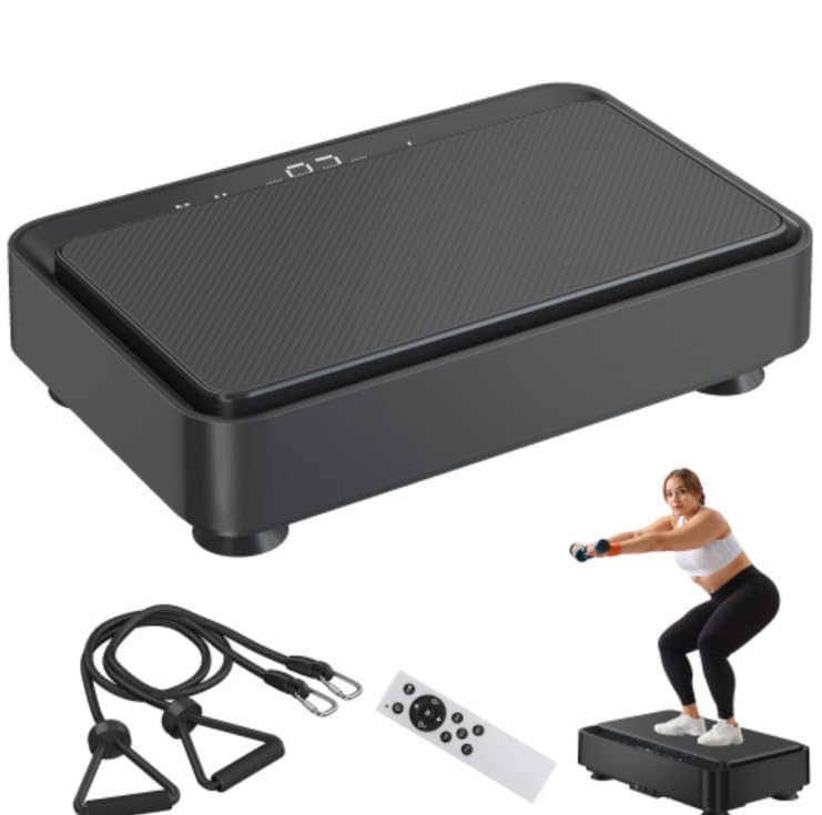 Vibration Plate Machine with Resistance Bands - 99 Speed Levels 450LBS Capacity Remote Control Full Body Workout for