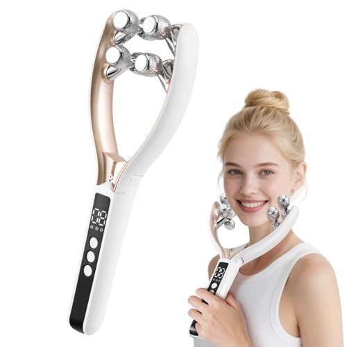 Rouleau Facial EMS pour Éliminer le Double Menton Appareil de Lifting V-Visage avec 8 Rouleaux de Massage - 3 Modes & 9 Niveaux pour une Peau Plus Ferme - Rechargeable USB-C pour Visage, Cou, Anti-Âge