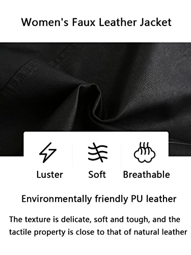 Womens Faux Leather Jackets, Long Sleeve Zipper Slim Motorcycle Jacket, Casual Open Front PU Coat Outwear (Color : Gold, Size : Large)2