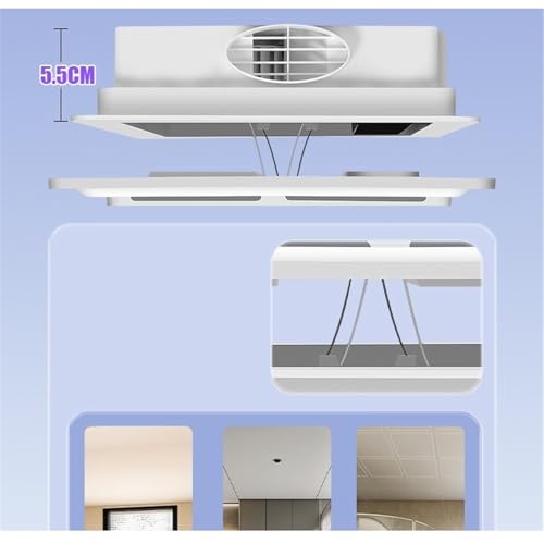 Ventilador de ventilación 30x30cm con luz integrada, calefactor para baño, ventilador de extracción integrado para techo miniatura 4