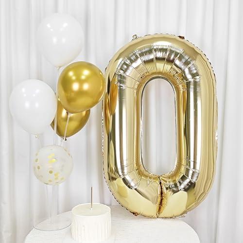 Image of 40 Inch Light Gold 3 Number Balloons Large Champagne Gold Number | White Gold Giant 3 Foil Mylar Helium Digital Balloon for 3th or 3st Anniversary Party Decorations Supplies