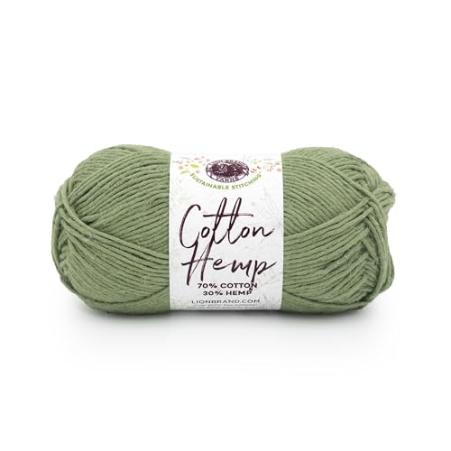 Lion Brand Yarn Cotton Hemp Soft, Durable Yarn for Crochet and Knitting, 1 Pack, Olive