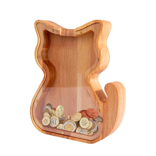 Salvadanaio per adulti e bambini, grande, in legno, a forma di gatto, con intaglio, carino, salvadanaio, salvadanaio creativo, barattolo per la decorazione della casa, regalo per ragazzi e ragazze Salvadanaio per adulti e bambini, grande, in legno, a forma di gatto, con intaglio, carino, salvadanaio, salvadanaio creativo, barattolo per la decorazione della casa, regalo per ragazzi e ragazze