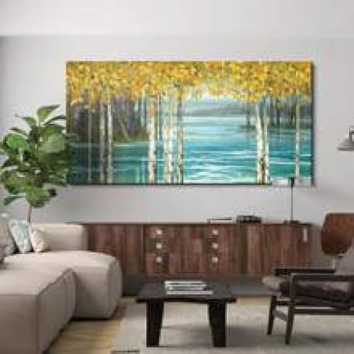Impression sur toile bouleau 60x120 cm avec cadre interne pour decoration de salon