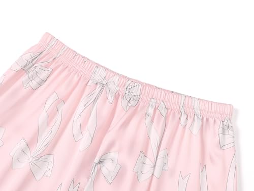Image of Topgal Girls Satin Pajamas, Coat Style Silky Button Up, Size 6-16 | 2-Piece Button-Front Design; Easy Dressing; Relaxed Home Wear; Bedtime, Lounging, Sleepovers and Gifting