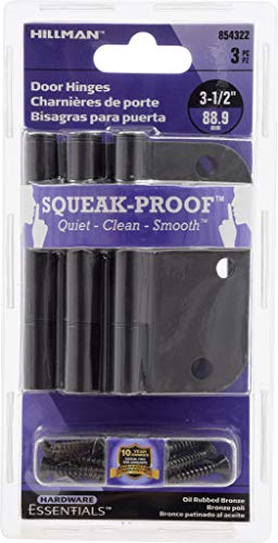 Hardware Essentials 854322 Round Corner Squeak-Proof Door Hinges, 3-1/2 Inch, 3-1/2", Oil-Rubbed Bronze, 3 Pieces #TOP1