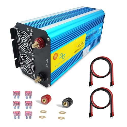 Inversores Corriente Inversor De Potencia Pico De 8000W Onda Sinusoidal Pura Enchufe Europeo Pantalla LED Con Ventilador De Refrigeración Control Remoto Inalámbrico 12V 220V Inversor Convertidor(12V 2