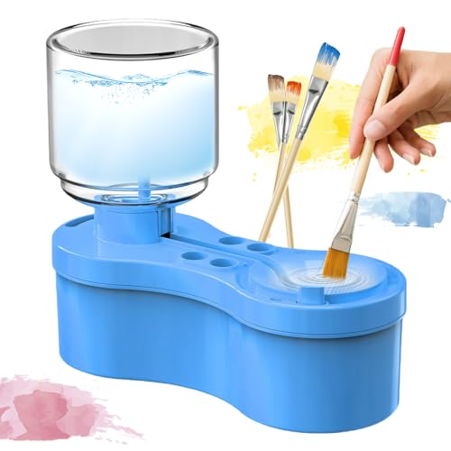 Kit de nettoyage de pinceaux avec plateau de peinture - Outil de nettoyage pour pinceaux acryliques et aquarelles (bleu)