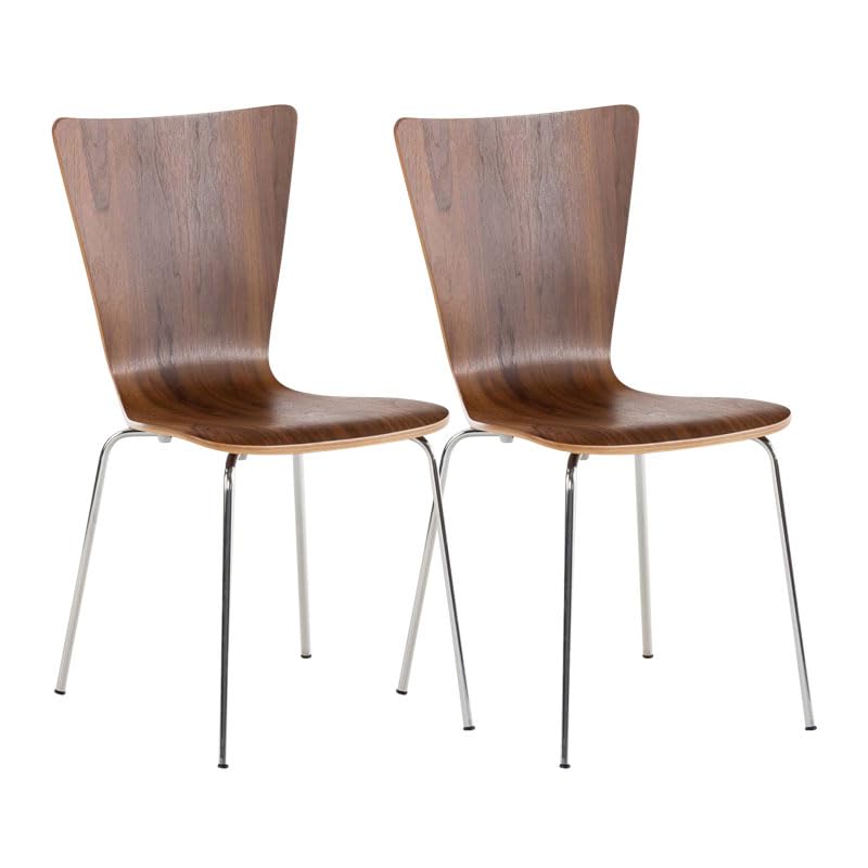 Lot de 2 Chaises Empilables Aaron I Chaises Visiteur en Bois Dossier Siège Ergonomique et Confortable I Hauteur Assise 45 cm I Couleur:, Couleur:Noyer