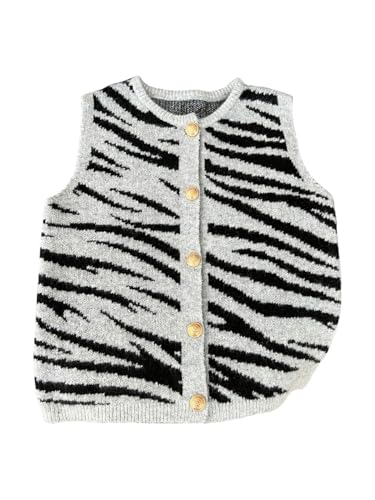Image of RoseSeek Women's Button Down Sweater Vest Sleeveless Crewneck Knit Outerwear Old Money Knitwear