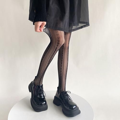 Image of Y2K Patterned Sheer Tights for Women Gothic Punk Thigh High Pantyhose Harajuku Lolita Bandage Fishnet Stockings