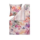 mit Blumen ESTELLA Wendebettwäsche Blossoms Flanell bunt Größe 155x220 cm (80x80 cm)