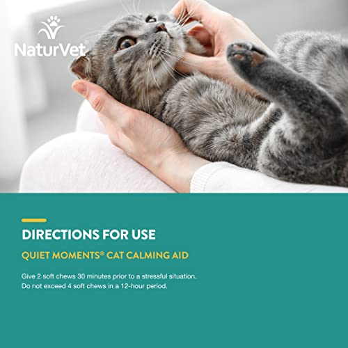 Naturvet Quiet Moments Calming Aid Cat Supplement Plus Melatonin – Helps Reduce Stress In Cats – For Pet Storm Anxiety, Motion Sickness, Grooming, Separation, Travel – 50 Ct. Soft Chews #TOP4