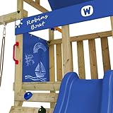 Wickey Spielturm DinkyHouse mit Picknicktisch - Blaue Rutsche & Plane - Kinder Kletterturm für den Garten aus Massivholz - 334x317x247 cm - 6