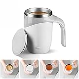 Automatic Magnetic Stirring Coffee Mug, Magnetic Coffee Stirrer Mug for Milk, Cocoa Magnetic Coffee Mug at Office, Automatic Coffee Cup Stirrer Auto Stirring Coffee Mug(White(Rechargeable))