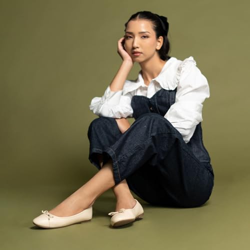 Image of Theater Swans Casual Ballet Flats for Women | Stylish Slip-on Ballerina with Bow Detail | Lightweight Comfortable Footwear with Cushioned Insole