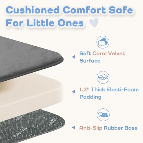 PaPaMat 1.3" Thick Baby Play Mat for Floor, 79x79 Playpen Mat, Pro Soft Flannel Foam Mats Toddler Infant Kids Crawling for Nursery Rug Playroom Living Room Waterproof Easy Care Non-Slip (Dark Grey) by PaPaMat - Image 4