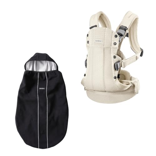 Bundle of BabyBjörn Babytrage Harmony, 3D-Netzstoff, Creme + Bezug für Babytrage, Schwarz