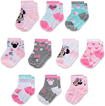Disney baby girls Minnie Mouse Girl 10-pack Infant Sock, Multicolor - 0-24 Months Socks, Light Pink, 0-6 Months US