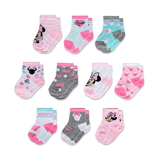 Disney baby girls Minnie Mouse Girl 10-pack Infant Sock, Multicolor - 0-24 Months Socks, Light Pink, 12-24 Months US