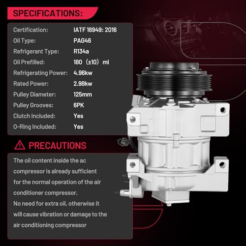 BDFHYK Air Conditioning A/C Compressor with Clutch compatible with Nissan Altima 2007 2013-2018, Rogue 2014-2020 2.5L, Replacement 98664 97664 926003TA0A