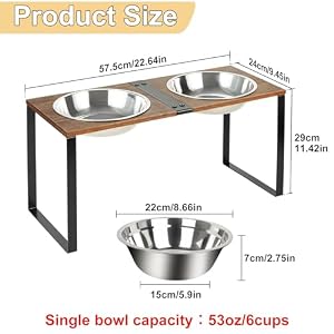 Sunhoo Elevated Dog Bowls Raised Feeder for Large Medium Breed Dogs Tall Standing Holder Wood High Pet Feeding Station 2 Big Stainless Steel Dish Metal 22.64 * 9.45 * 11.42in 53oz Non-Slip Heavy Duty Sunhoo Elevated Dog Bowls Raised Feeder for Large Medium Breed Dogs Tall Standing Holder Wood High Pet Feeding Station 2 Big Stainless Steel Dish Metal 22.64 * 9.45 * 11.42in 53oz Non-Slip Heavy Duty