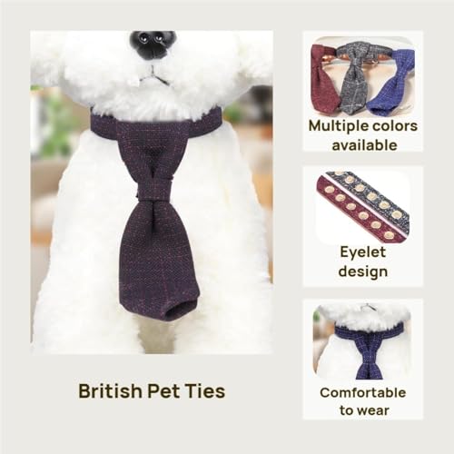 Collar para perro con corbata ajustable a cuadros miniatura 5