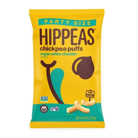 Hippeas Organic Vegan White Cheddar Flavored Chickpea Puffs, Gluten Free, 8 Ounces (Pack Of 6