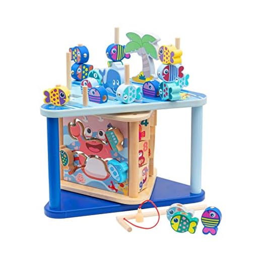 NUKied Juego de Pescar para Niños,Juego Pesca magnetico,Juguete Pescar Peces Magnético de Madera,Juegos educativos niños 3 4 5años
