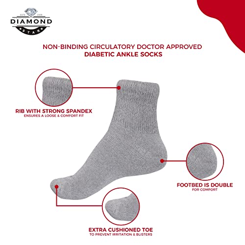 Diabetic Ankle Socks, Non-Binding Circulatory Doctor Approved Cushion Cotton Quarter Socks for Men’s Women’s 3,6,12 Pack2
