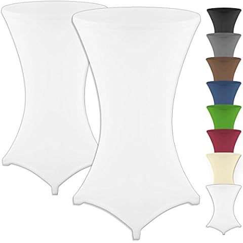 Gräfenstayn 2er-Set Stretch Stehtischhusse Diana mit Öko-Tex Siegel, Verstärkung im Fußbereich, in vielen Farben und Größen Ø60-65cm / Ø70-75cm / Ø80-85cm (Weiß, Ø80-85cm) Cover