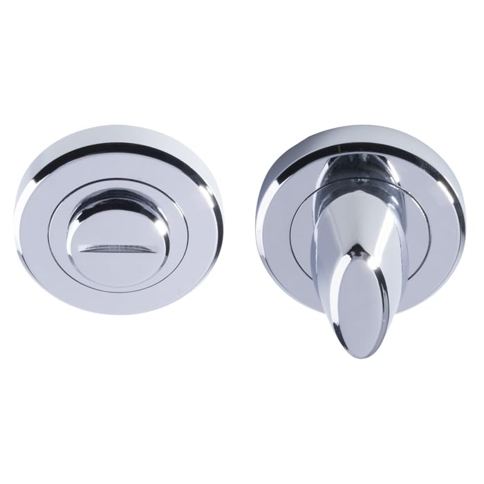 Kooples Hardware Thumbturn and Release on Rose for Bathroom WC Door Brushed Privacy Lock with Emergency Access (Polished Chrome, Retail Packaging)