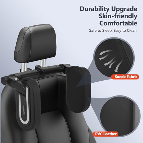 Image of Car Headrest Pillow, 180 Adjustable Car Pillow for Kids, U- Shaped Design, Head Neck Support Head Rest, Travel Sleeping Car Headrest for Kids and Adults (Black)