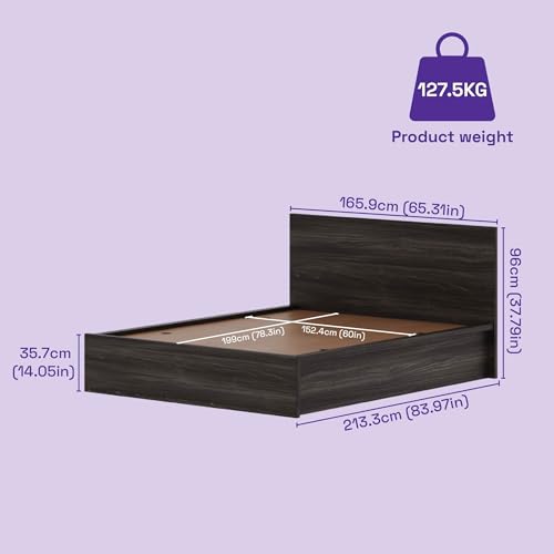 Image of Wakefit Bed | 3 Yr Warranty | Bed Queen Size, Comes with Storage Box, Noise-Free, Density: 680-750 kg /m, Termite & Borer Resistant, Fits Mattresses Up to 8 inches (Centaur 78 x 60 - Wyoming Maple)