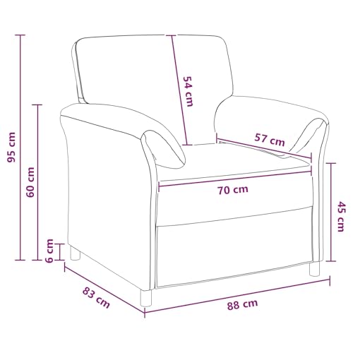 Sofá de 1 plaza crema con terciopelo y patas de metal, sillón de 88x83x95 cm 3
